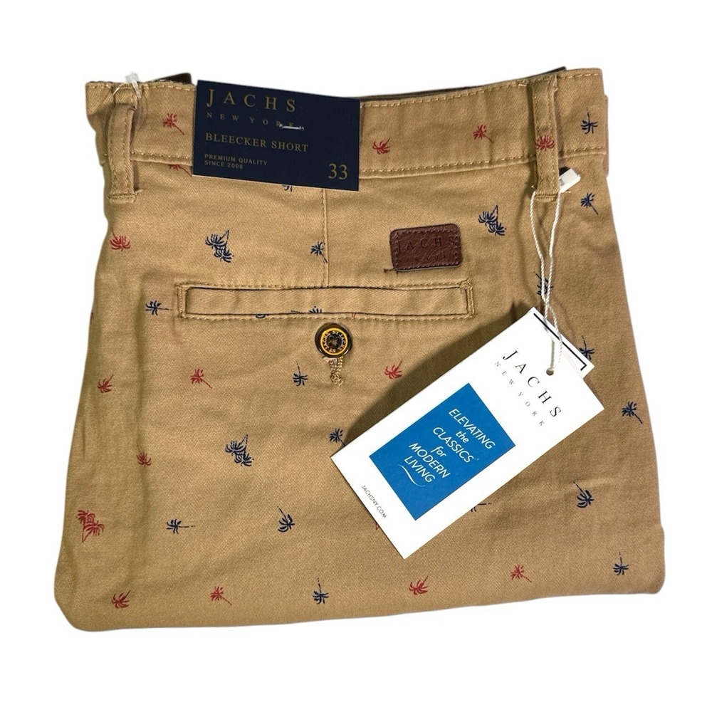 Jachs New York Bleeker Short  Men's Size 33 Dark Khaki Palm Tree 9" Inseam | $99 - Picture 7 of 7